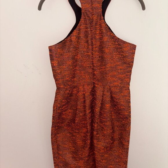 Hunter Dixon by Hunter Bell Orange Metallic Cocktail Dress size 2 Ring Collar - Picture 10 of 10